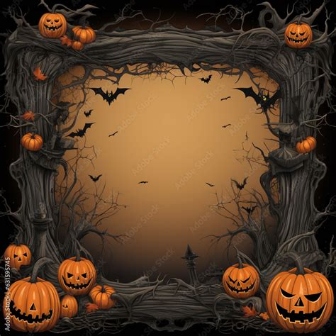 Halloween border design background, Pumpkin Halloween in dark night ...