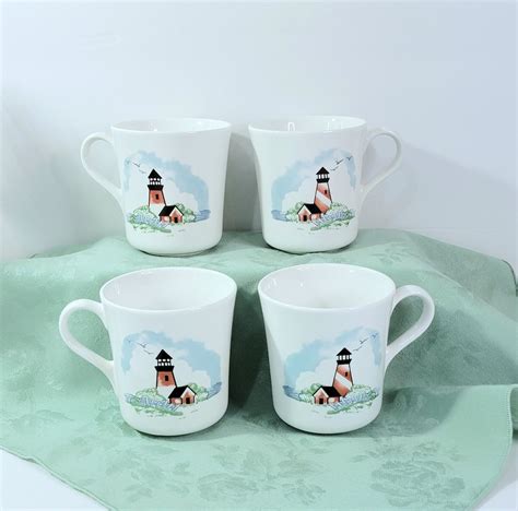 Vintage Corelle Lighthouse Mugs Corelle Coordinates Vintage Corelle