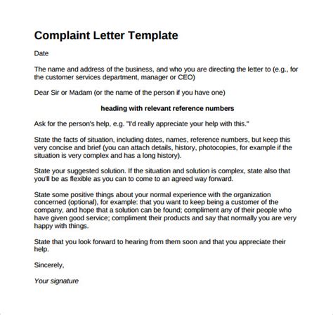 Free Sample Complaint Letter Templates In Google Docs Ms Word