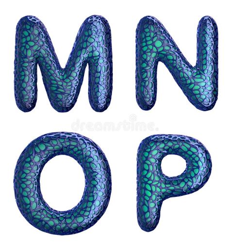 Realistic 3d Letters Set M N O P Made of Blue Plastic Ilustração Stock