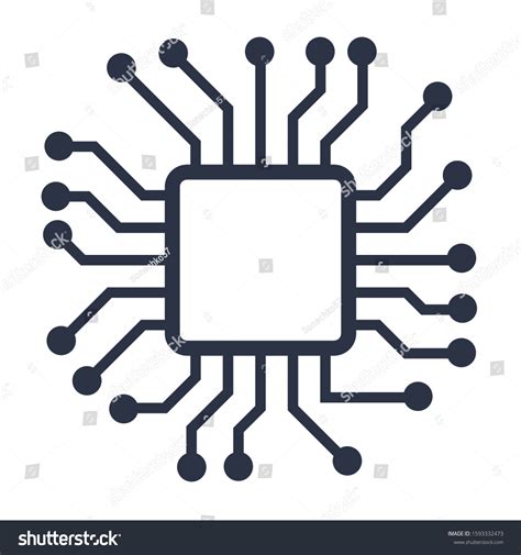 Microchip Thin Line Cpu Processor Vector Stock Vector Royalty Free