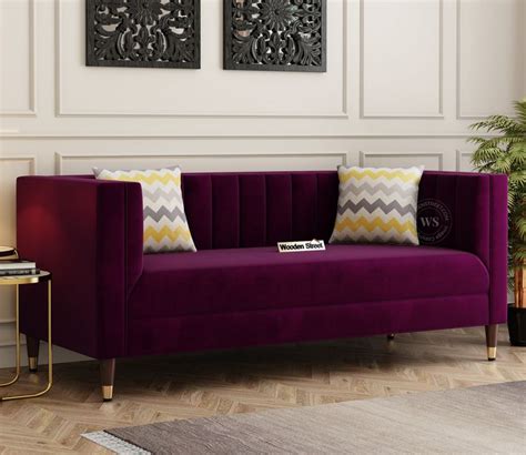 Buy Amaya 3 Seater Sofa Velvet Mulberry Pink At 35 OFF Online