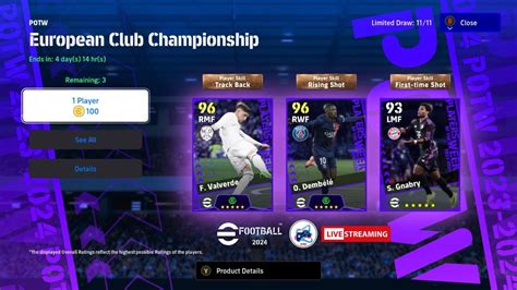 EFOOTBALL 2024 GACHA POTW UCL TERBARU YouTube