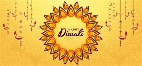 Yellow Diwali Greeting Card Festival Background 678603 Vector Art At