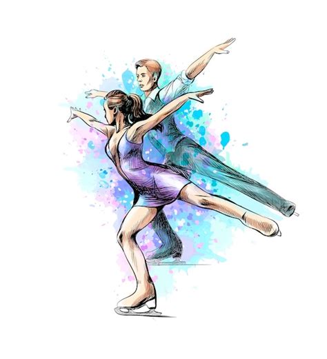 Premium Vector Abstract Winter Sport Figure Skating Young Couple Skaters From Splash Of