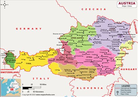 Austria Major Cities Map | List of Major Cities in Different States of ...