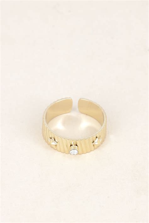 Bague Aux Traits Stri S Avec Toile Et Strass Marceau In S