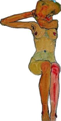 Seated Female Nude With Raised Right Arm Giclee Print Egon Schiele Art Desenho