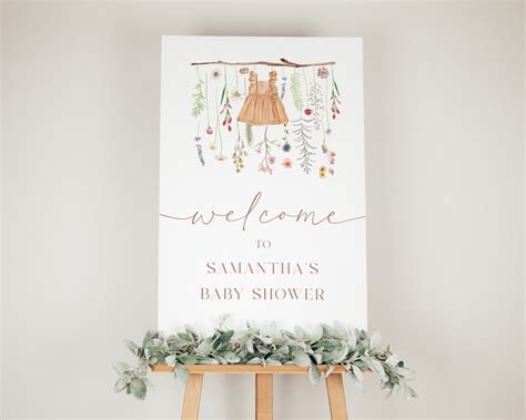 Boho Wildflower Baby Shower Welcome Sign Flower Welcome Sign Printable