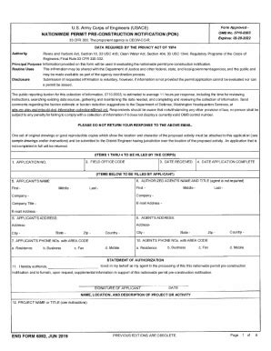 Fillable Online U S Army Corps Of Engineers USACE Form Approved