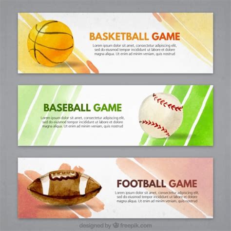 Free Vector Watercolor Sports Banners Set