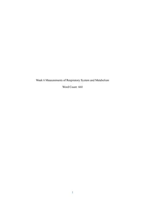 Wk Report Measurements Of Respiratory System And Metabolism Week