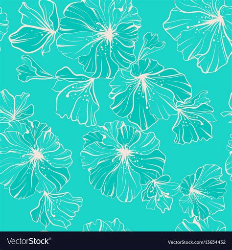 Seamless Pattern Beige Flowers In One Paint Vector Image