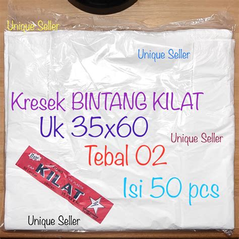 Jual Kresek Bintang Kilat 35x60 Tebal 02 Isi 50 Kantong Kresek Uk 35