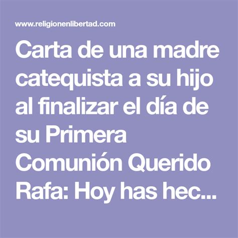 Carta de una madre catequista a su hijo al finalizar el día de su