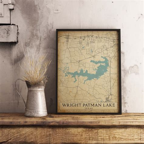 Vintage Style Map of Wright Patman Lake Texas USA Instant - Etsy