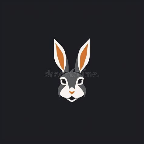 Minimal Rabbit Logo In White Black And Grey Stock Illustration