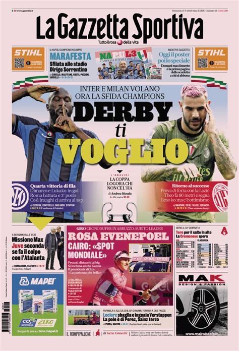 Capa La Gazzeta Dello Sport Maio Capasjornais Pt