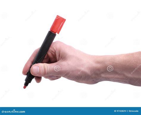 Hand Holding Red Highlighter Stock Image Image Of Notate Closeup