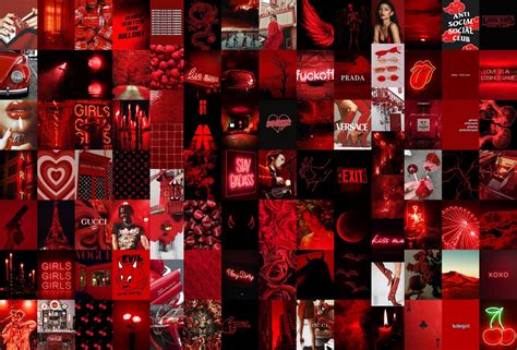red aesthetic wallpaper collage 4
