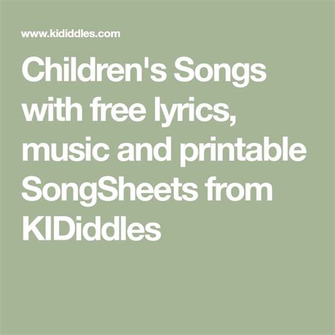 Childrens Songs With Free Lyrics Music And Printable Songsheets From