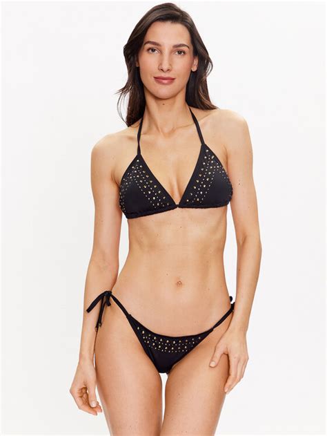 Michael Michael Kors Bikini Partea De Sus Glam Deco Mm M Negru