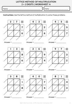 Lattice Method Of Multiplication Sample Posters Worksheets