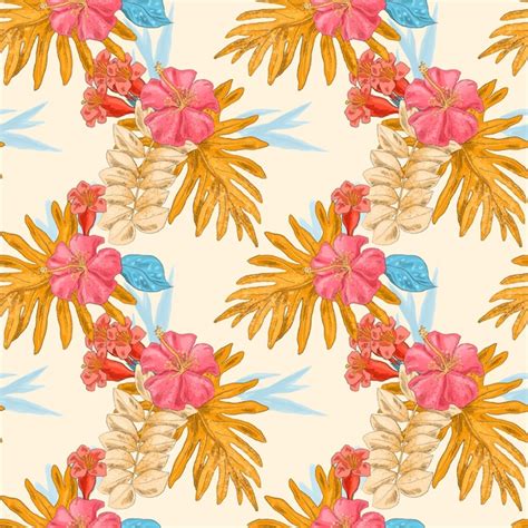 Free Vector Hand Drawn Hawaiian Shirt Pattern Design