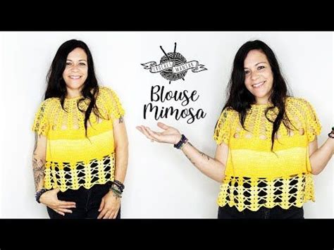 BLOUSE Mimosa au crochet top down point ajouré et point plein