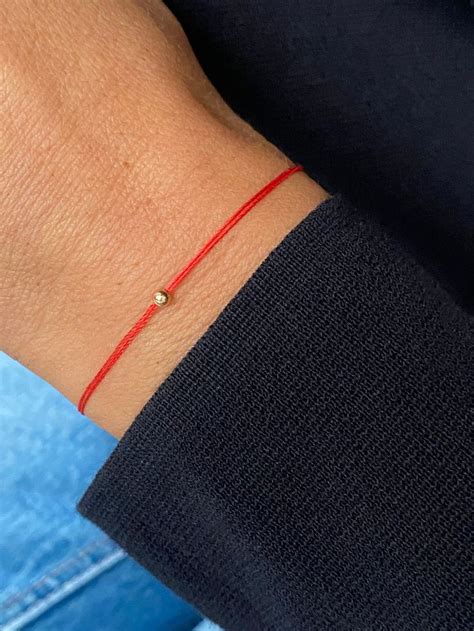 Solid Gold Red Silk String Bracelet Red String Minimalistic Wish