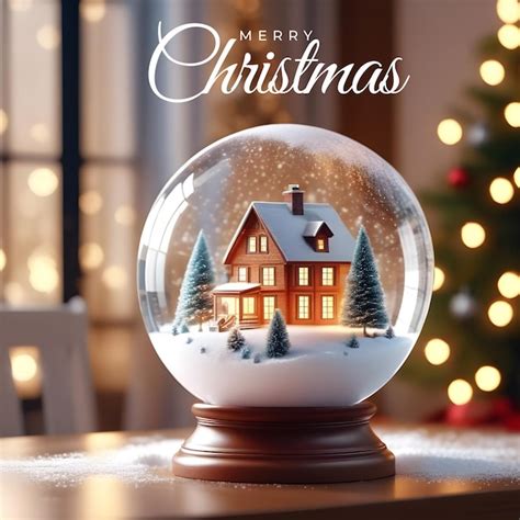 Premium PSD Psd Beautiful Realistic Crystal Clear Snow Globe On The