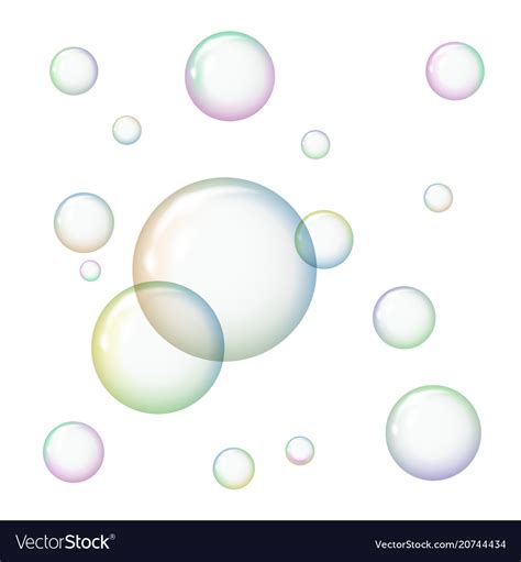 Transparent soap bubbles on white background Vector Image