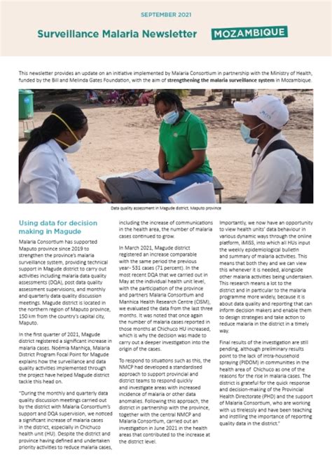 Malaria Consortium September Surveillance Malaria Newsletter