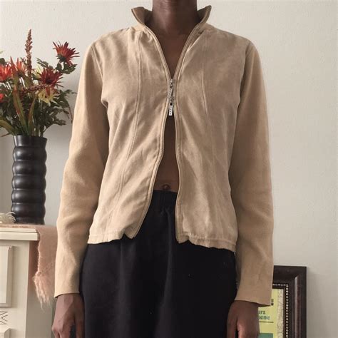 Liz Claiborne Women S Tan And Cream Jacket Depop