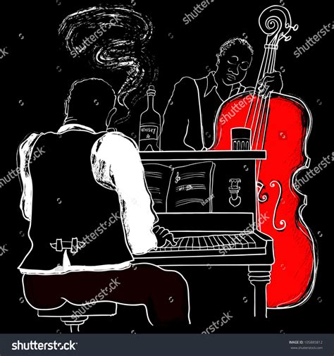 Vector Illustration Jazz Piano Doublebass Stock Vector Royalty Free