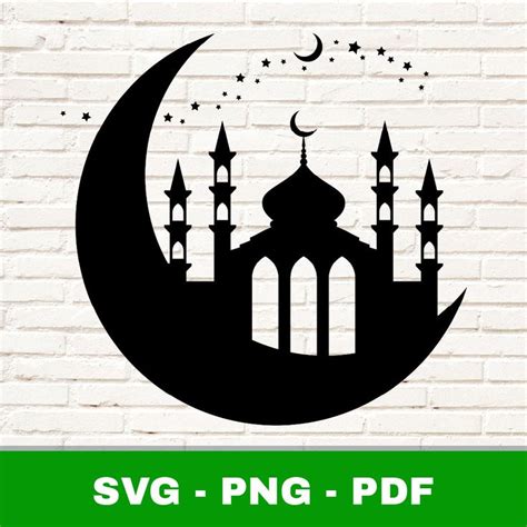 Islamic SVG Mosque Svg Islamic PNG Crescent And Mosque Clipart