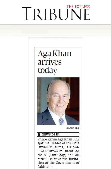 Aga Khan Arrives Today Express Tribune Pakistan Ismailimail