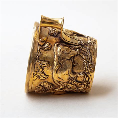 Mycenaean Gold Cup, Ancient Greek Artifact Museum Replica in Copper 24K