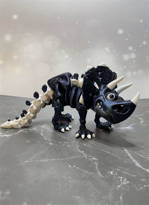 Triceratops D Printed Articulated Toy Pla Printed Fidget Etsy