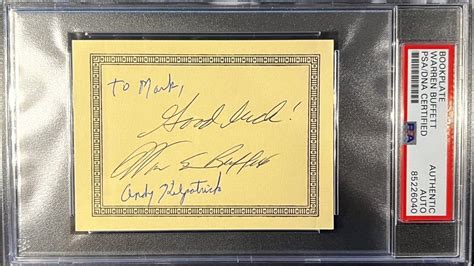 Warren Buffett Signed Autographed Bookplate Berkshire Hathaway Geico