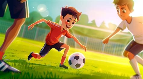 Kids playing soccer cartoon | AI-generated image