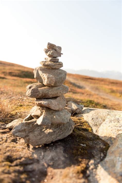 Stack Of Natural Irregular Stones In Grassland Stock Photo Image Of