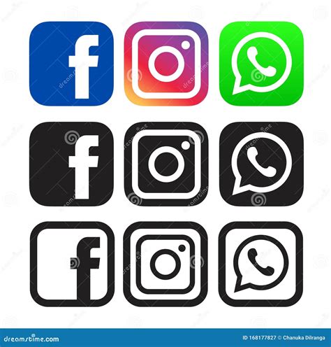 Icono De Whatsapp E Instagram Logotipos De Facebook Instagram Y Whatsapp Fotografia Editorial