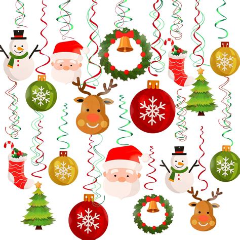 Qpout Christmas Hanging Swirl Decoration Kit Pcs Merry Christmas