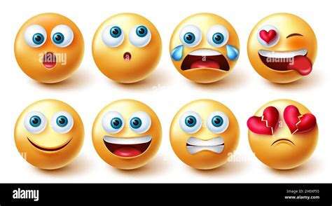 Vektorset für Emoji Emoticons Emojis 3d Charakter in fröhlichen und