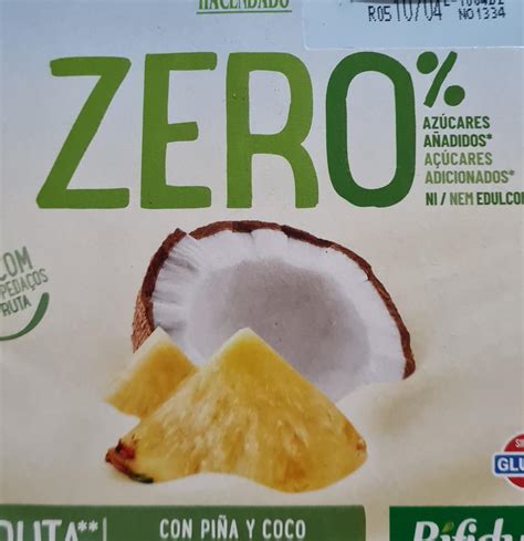 Zero Fruta Piña y Coco Hacendado kalorie kJ a nutriční hodnoty