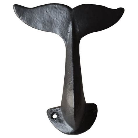 Cast Iron Whale Tail Decorative Wall Hook With Mounting Screws