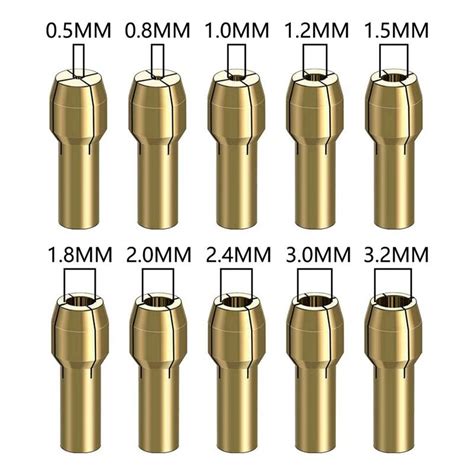 12 Pcs Drill Chuck Collet Set Brass Drill Chuck Tool Kit Keyless