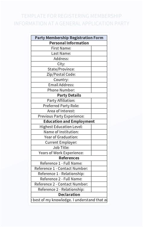 Gym Membership Information Registration Form Excel Template And Google