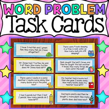 Math Word Problem Task Cards To 10 By My Teaching Pal TPT